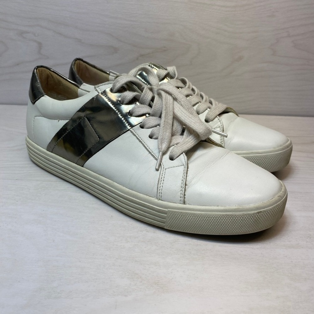 Kennel & Schmenger Womens 7.5 Sneakers Leather Metallic White Silver Low Top